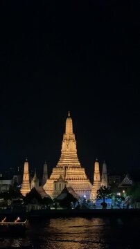 Wat Aron temple sunset river in Bangkok amazing night view