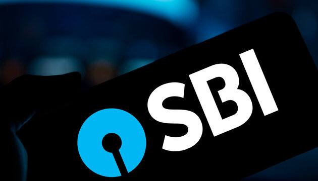 Dhaka, Bangladesh- 22 Oct 2024: SBI ((State Bank of India)) logo is displayed on smartphone.