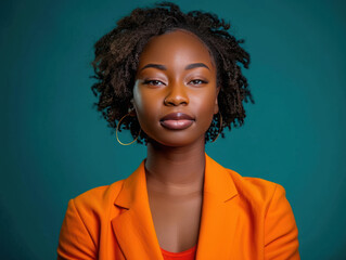A creative professional headshot with a pop of color in the background, showing the subject's vibrant and dynamic personality