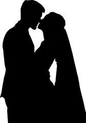 silhouette of couple. silhouette of bride and groom