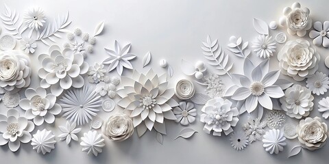 Decorative white paper flowers background