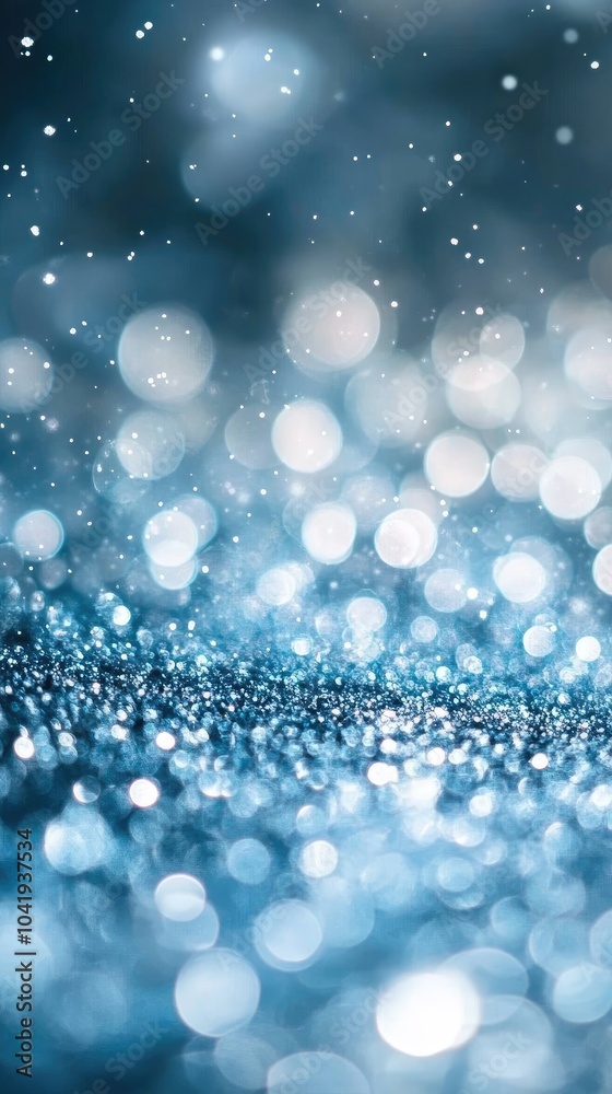 Sticker a serene blue background featuring shimmering bokeh lights, perfect for creating an enchanting and v