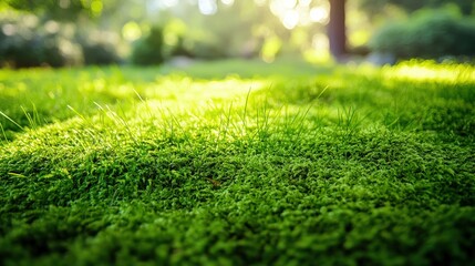 Naklejka premium Fresh Green Moss and Grass Closeup Texture