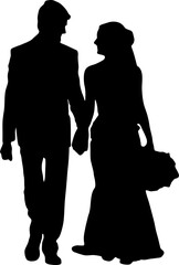 silhouette of a couple. wedding silhouette