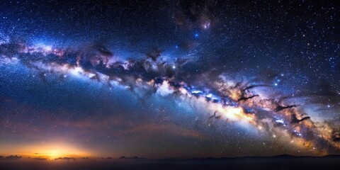 Fototapeta premium Deep sky astrophotography of the milky way crossing the night sky