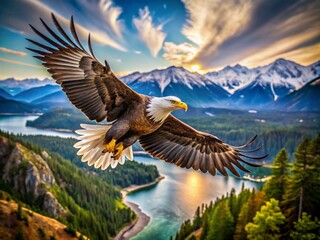 Majestic Bald Eagle in Flight - A Symbol of Freedom and Strength in Nature Photography