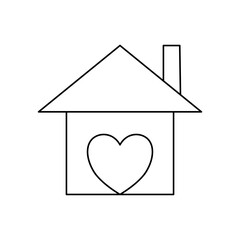 House icon with heart, care home icon concept, construction building, isolated on white