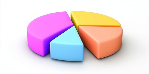 Obraz premium Colorful 3D pie chart with four segments, representing data or information.