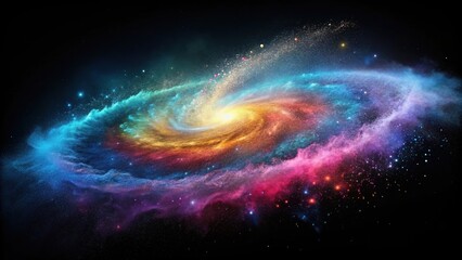 Forced perspective cosmic dust swirl photorealistic abstract element isolated on white background