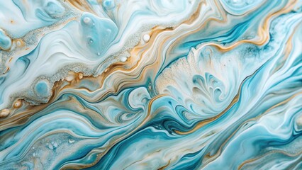 Obraz premium Marble Textured Background with Fluid Art in White and Light Blue for Modern Wallpaper Design