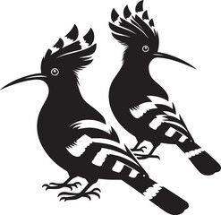 Beautiful hoopoe bird Silhouette vector illustration isolated on a white background