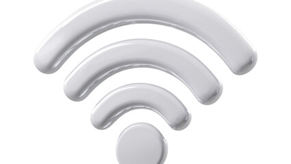 3D Render of WiFi Wireless Network Symbol on a White Background