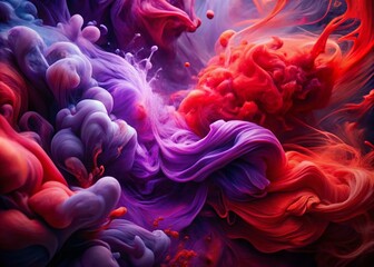 Obraz premium Mesmerizing Looping Animation of Purple and Red Liquid Ink Flowing Harmoniously in 4K Resolution