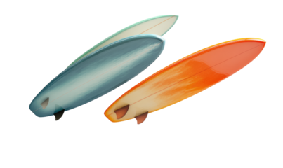  surfboards on transparent background