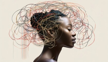 Complexity of human mind. Chaotic nature of human mind, tangled thoughts, conflicts, and emotional pressure and stress. Concept of psychology, inner world, therapy