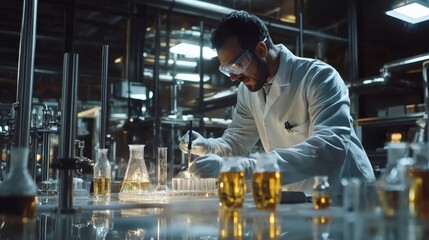 At a modern industrial enterprise, scientists are working on scientific research