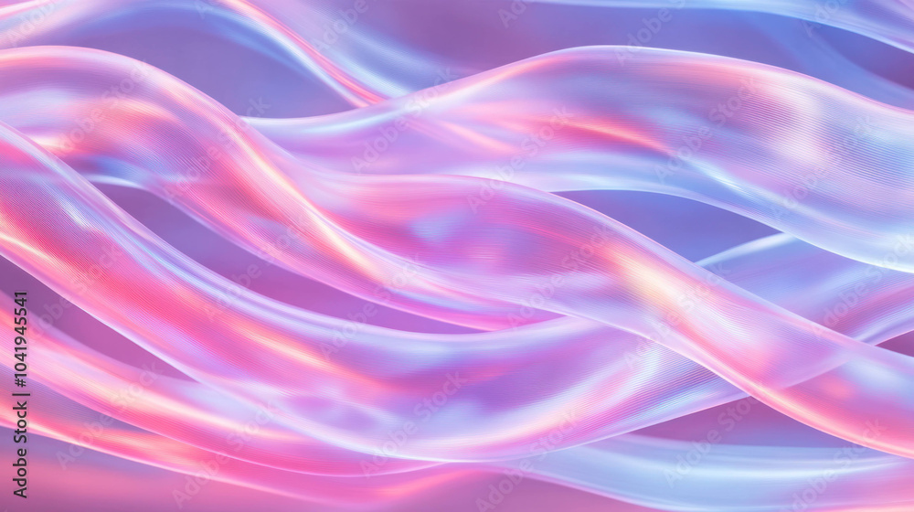Aufkleber abstract composition of holographic neon light waves creates mesmerizing visual experience. flowing 