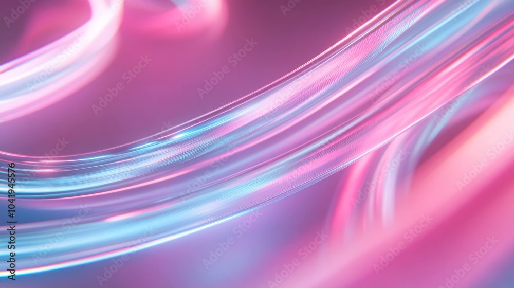 Poster Dynamic multi color light trails create abstract visual experience, blending vibrant hues of pink and blue in smooth, flowing design. interplay of colors evokes sense of motion and energy