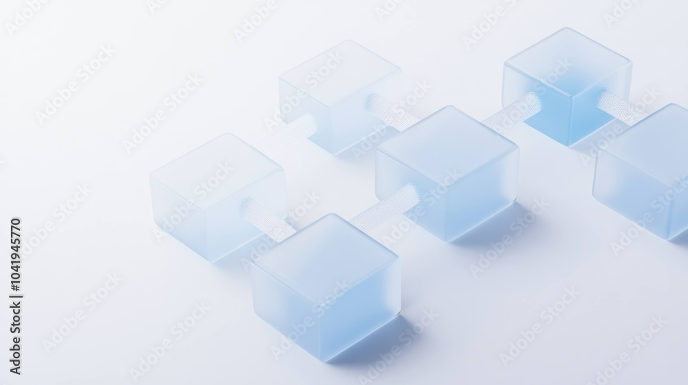 Aufkleber Isometric representation of chain of transparent blocks connected by links, showcasing modern and minimalistic design. This evokes sense of structure and connectivity