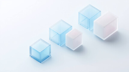 Obraz premium Translucent blue and white cubes arranged in line create modern and minimalist aesthetic, perfect for design projects or presentations