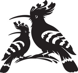 Beautiful hoopoe bird Silhouette vector illustration isolated on a white background © Md Hasan