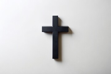 Minimalist Black Cross on White Background Symbolizing Faith and Spirituality