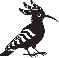 Beautiful hoopoe bird Silhouette vector illustration isolated on a white background