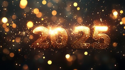 Obraz premium Sparkling 2025 New Year Celebrations in Various Styles and Vibrant Colors