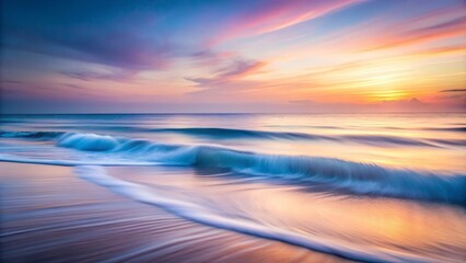 Obraz premium Minimalistic Abstract Wave Background with Soft Gradients and Geometric Shapes in Pastel Tones for Calm and Serene