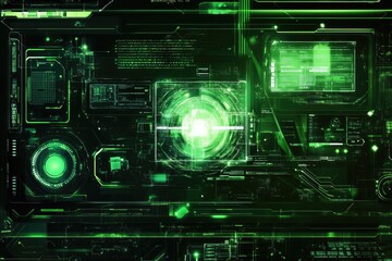 Fototapeta premium Futuristic green digital interface design.