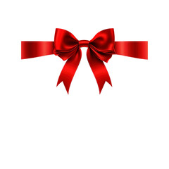 Fototapeta premium Red Satin Bow with Ribbon Isolated on on white background
