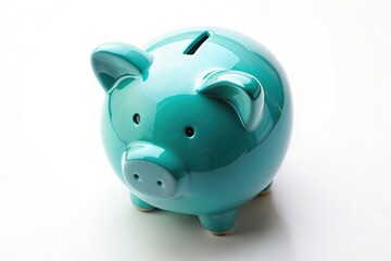 High angle view of aquamarine piggy bank