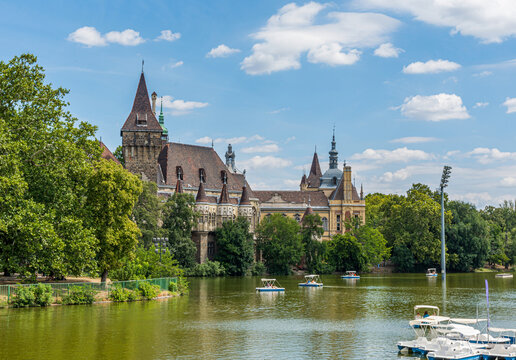 Vajdahunyad Castle in City Park - Built for 1896 Millennial Exhibition in Budapest, Hungary.