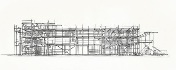 Construction scaffolding on white background
