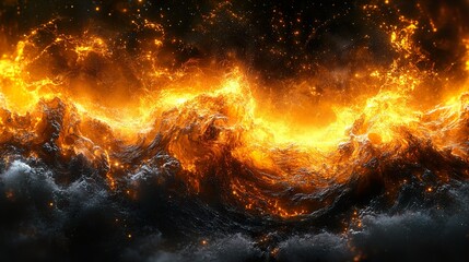 Fototapeta premium Fiery Cosmic Landscape: Abstract Fire and Lava Art