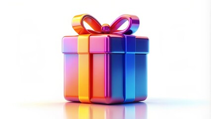 Obraz premium Colorful 3D Gift Box Icon on White Background