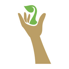 Green Hand Vector Logo Template. health companies, environmental activists, charity organizations, community social activities.