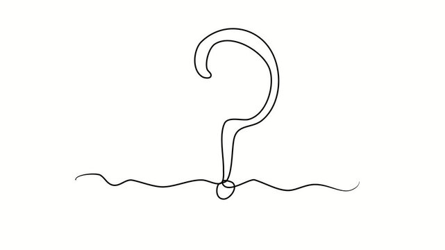 Question mark, problem. One line drawing doodle hand drawn. Video object illustration, minimalism hand drawn sketch design modern new