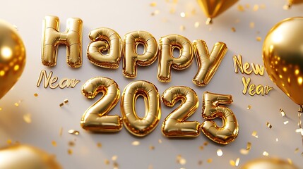 Stunning 2025 New Year Celebration with Glittering Lights, Confetti, and Festive Elements
