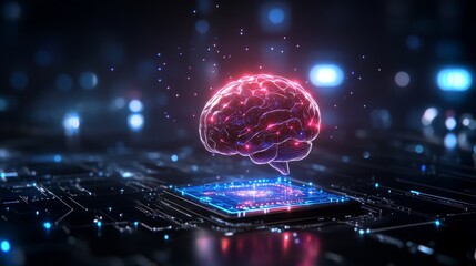 Futuristic digital brain on a circuit board