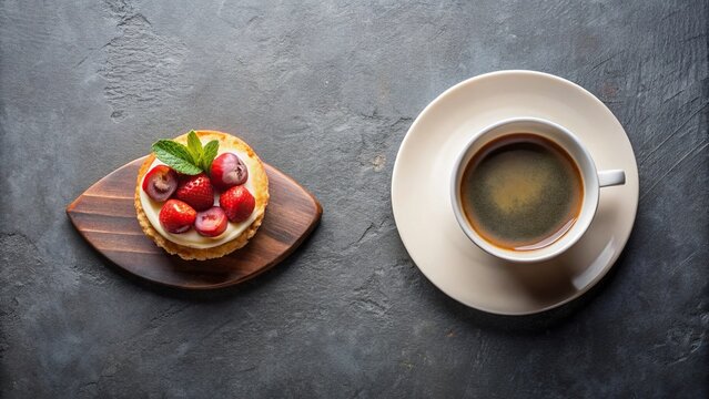 Delicious dessert and coffee on a plate for a sweet treat and caffeine boost