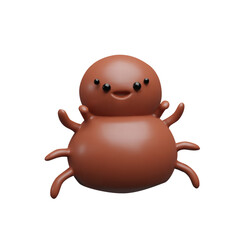 3d render spider. Three dimensional horror vector illustration for Halloween. Insect fear. Cartoon October insect character. Web monster bug decoration for party. Arachnophobia creature.Web monster