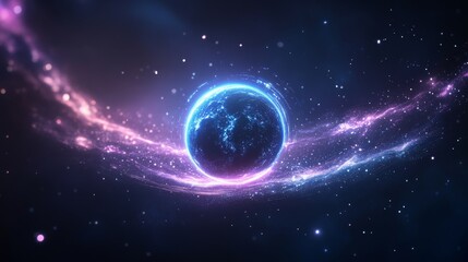 Obraz premium Glowing Earth surrounded by cosmic energy in space