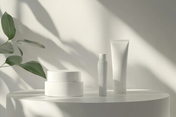 Minimalist White Cosmetic Packaging on Soft Background