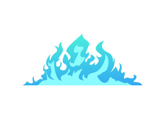 Blue gas or fire flame border effect, burning painted blue bonfire or campfire, flat vector cartoon sprite of fire