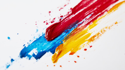 Abstract Painting with Red, Blue, and Yellow Strokes