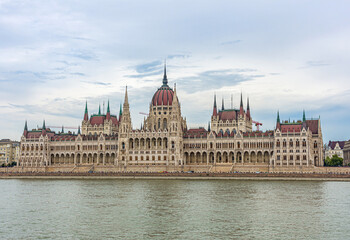 Hungarian Parliament - Neo-Gothic Palace with a Neo-Renaissance Dome  in Budapest, Hungary.