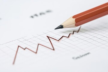 Business chart showing declining trend, crisis management, pencil drawing, isolated on white background