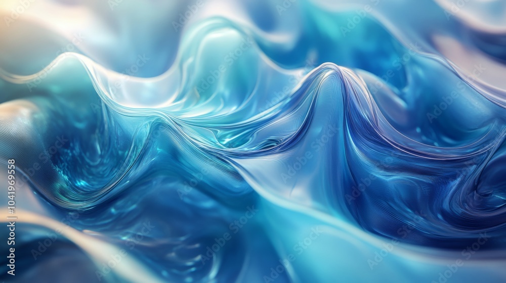 Leinwandbilder the close-up showcases flowing blue fabric that forms gentle waves, reflecting light and creating a 