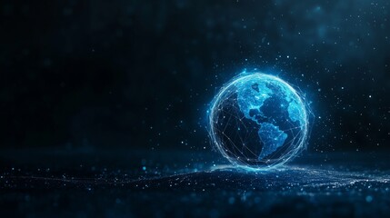 Obraz premium Digital representation of a glowing Earth with network connections